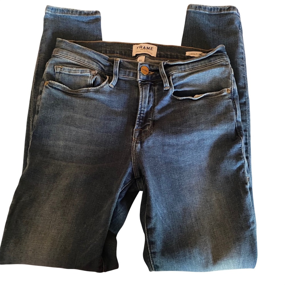 FRAME Le Skinny Jeanne Crop Jean Blue Size 27 LSJC230 Mid Rise Denim Jeans